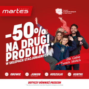 Promocja -50% na drugi produkt w Martes Sport
