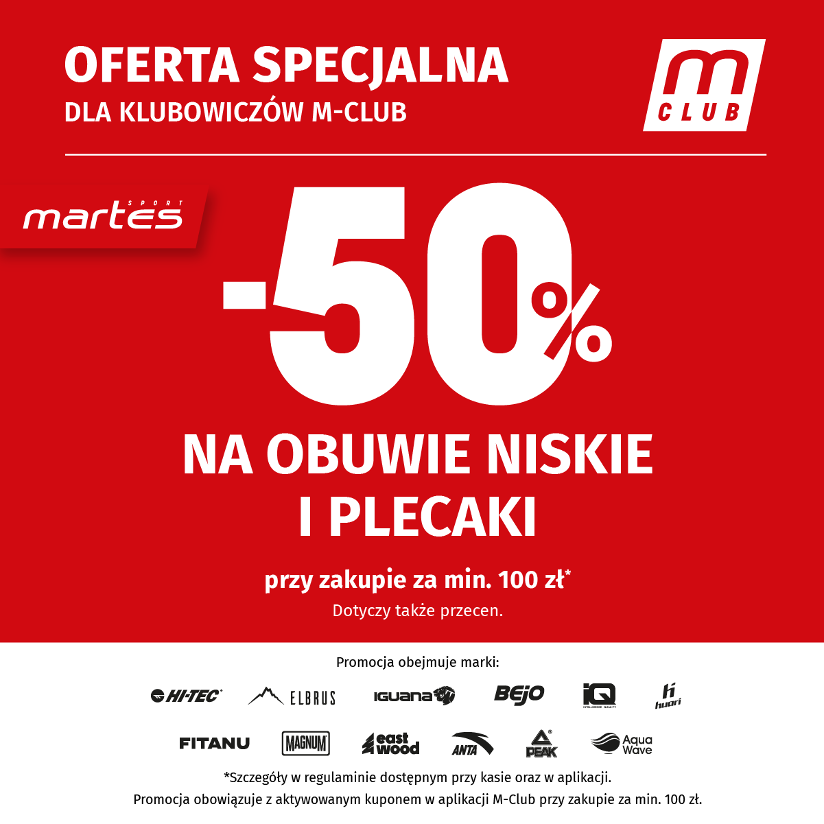 MARTES SPORT: -50% na obuwie niskie i plecaki